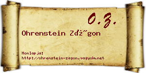Ohrenstein Zágon névjegykártya